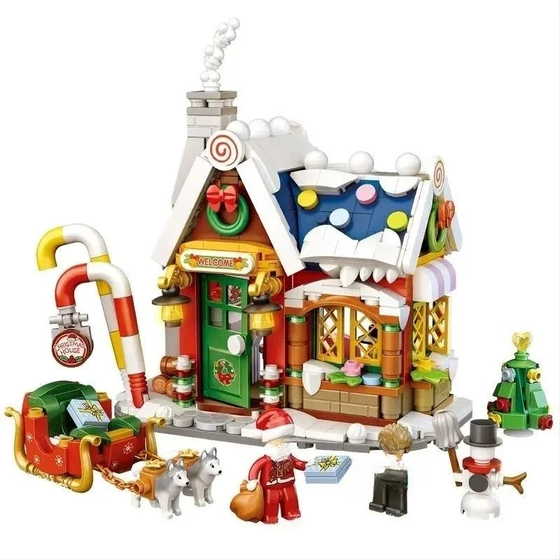 

Уникальный рождественский подарок, строительные блоки для лесного дома, снеговик, строительные блоки, украшение для парня, девушки