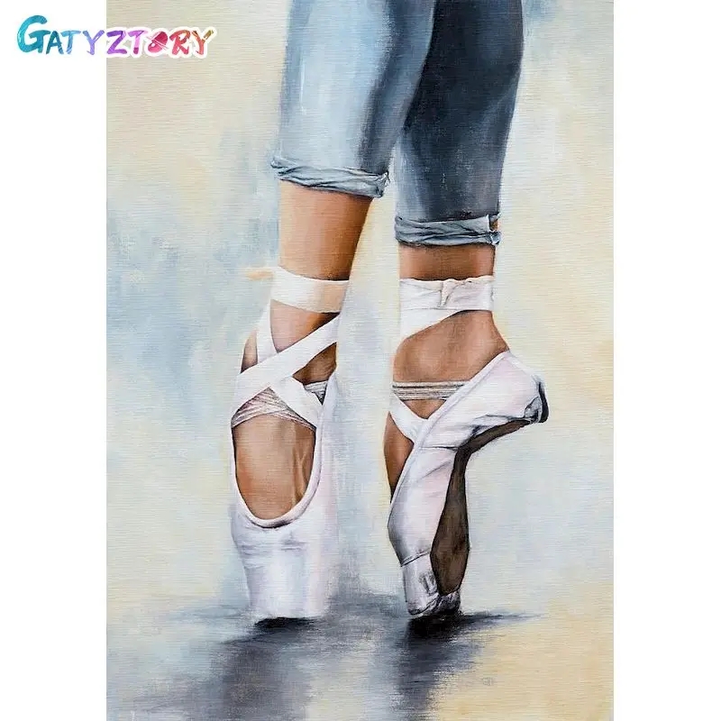 

GATYZTORY DIY Frame Drawing By Number For Adult Ballet Dancer Painting By Number Hand Painted On Canvas Art Kits Home Decor