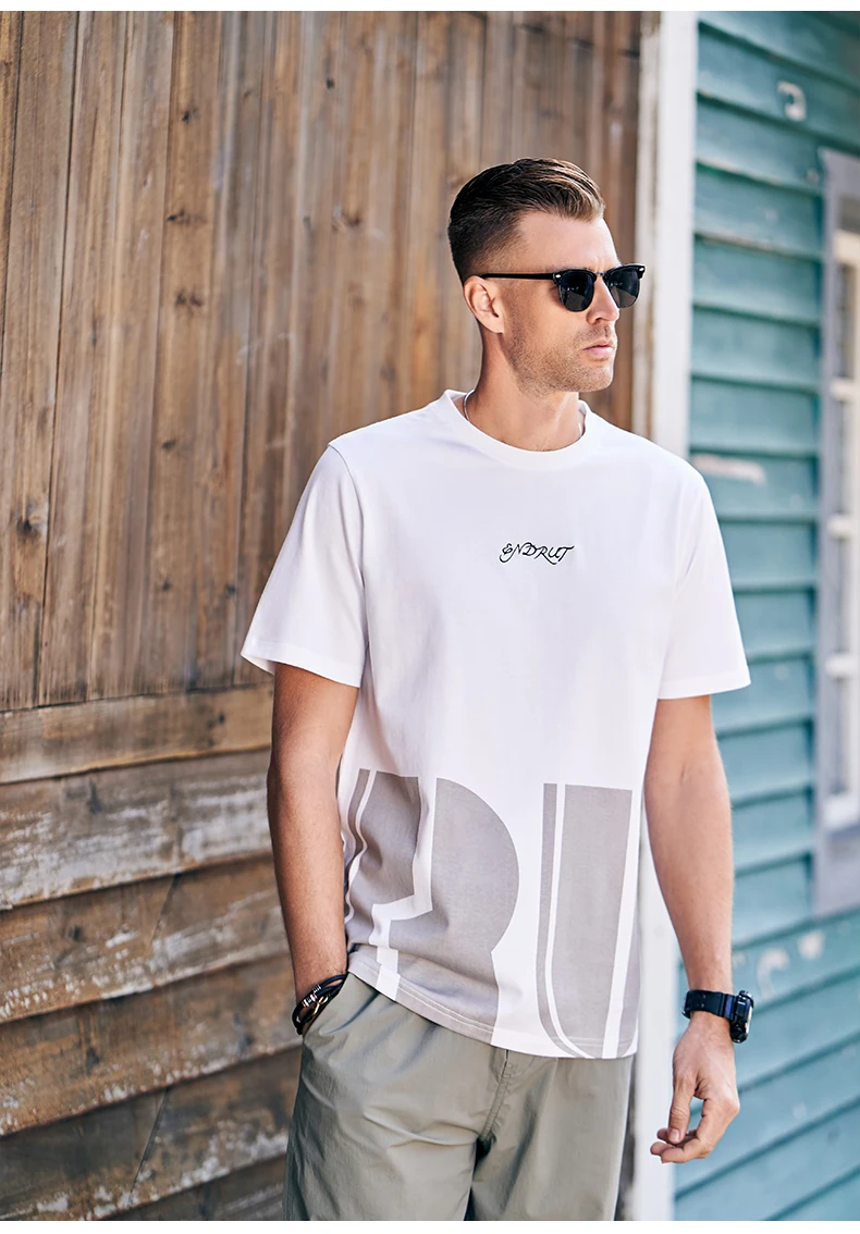 

7864 Summer casual round neck cotton Korean style trendy alphabet print short-sleeved T-shirt