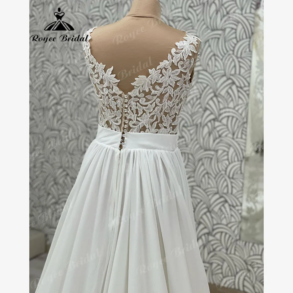 Abiti sposa Кружевное шифоновое струящееся свадебное платье в стиле бохо с v-образным