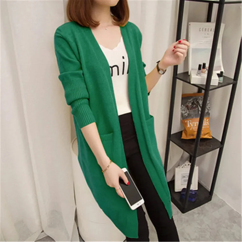 

Mid-length Cardigan Sweater Women Long-sleeved Jacket Autumn Winter 2023 Women's solid color Large Size Cardigan Sweaters ZY5163