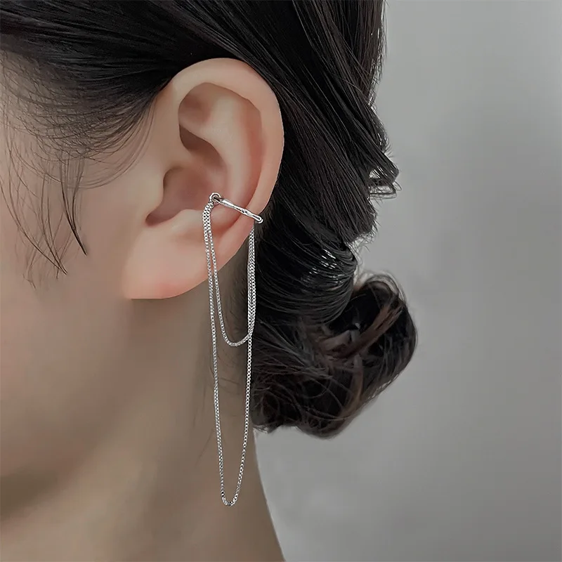 

1PC Simple Fashion Punk Irregular Chain Ear Cuff for Women Clip Earrings Goth Cool Long Tassel Ear Clip Without Piercing Earring