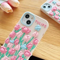 for iphone 6s 7 8 plus x xr xs max 11 2 13 pro max 3d cute pretty beautiful tulips soft silicone case phone back cover shell