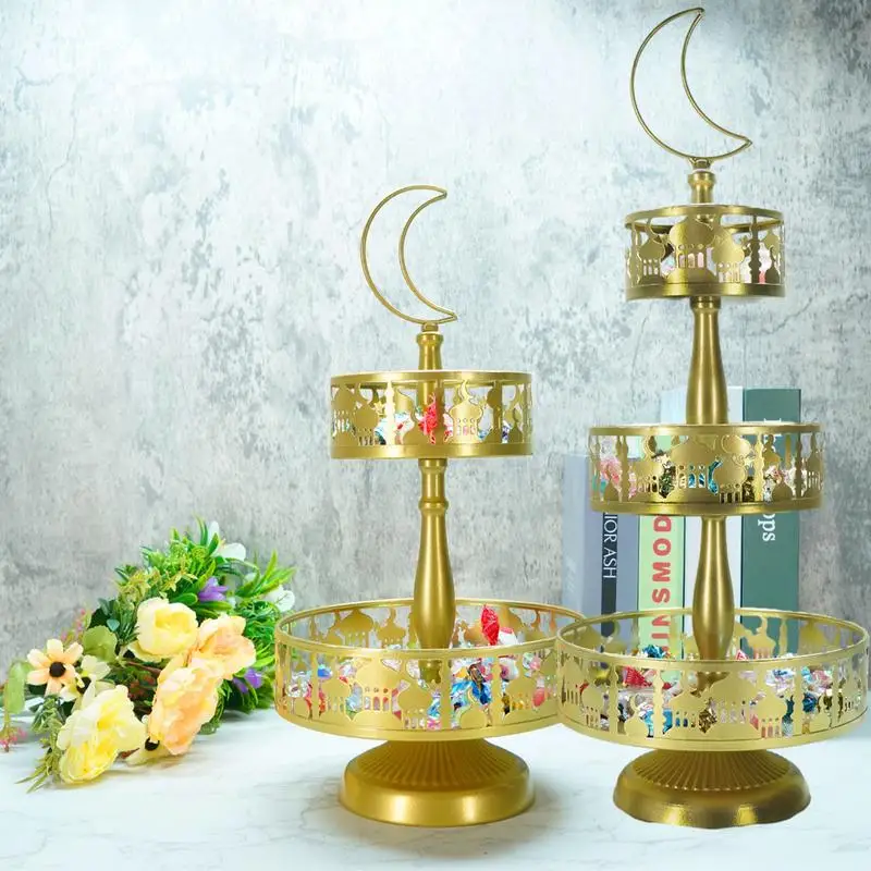 

2/3 Layer Ramadan Candy Fruit Tray Eid Mubarak Decorations Dessert Cupcake Stand Holder Dinner Plate For Eid Al-Fitr Party Decor