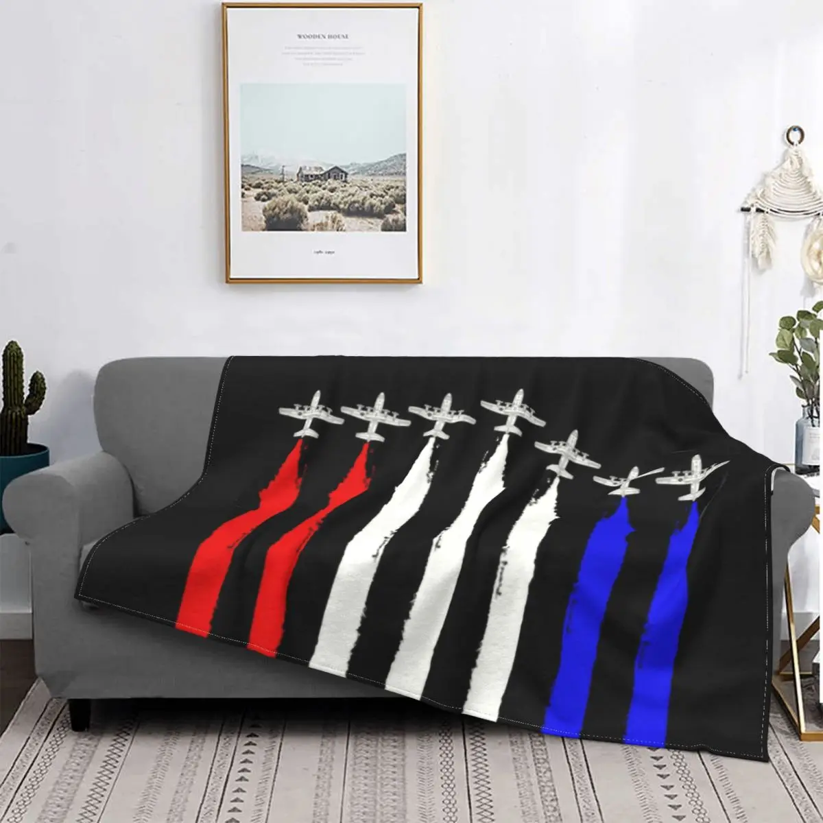 

Random Airplanes Pattern Plaid Blankets Breathable Soft Aviation Fighter Pilot Throw Blanket for Sofa Car Bedroom Flannel Autumn