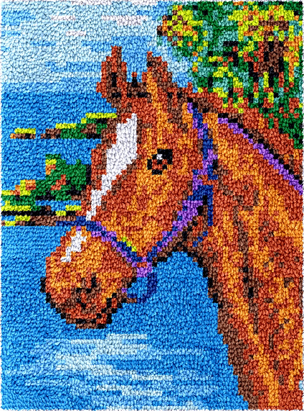 Набор брезентовых крючков для вышивки Horse DT2830 необработанная акриловая пряжа