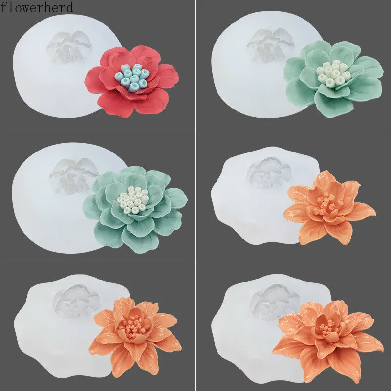 

Simulation Hibiscus Flower Crystal Epoxy Mold Magnolia Flower Mold Aromatherapy Handmade Soap Silicone Mold Cake Decorating Tool
