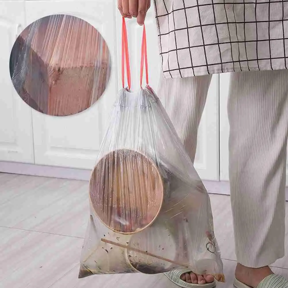 

15 Packs Drawstring Portable Thickened Garbage Bag Closed Kitchen Garbage Plastic Bag Disposable Garbage Bag Plastic Bags