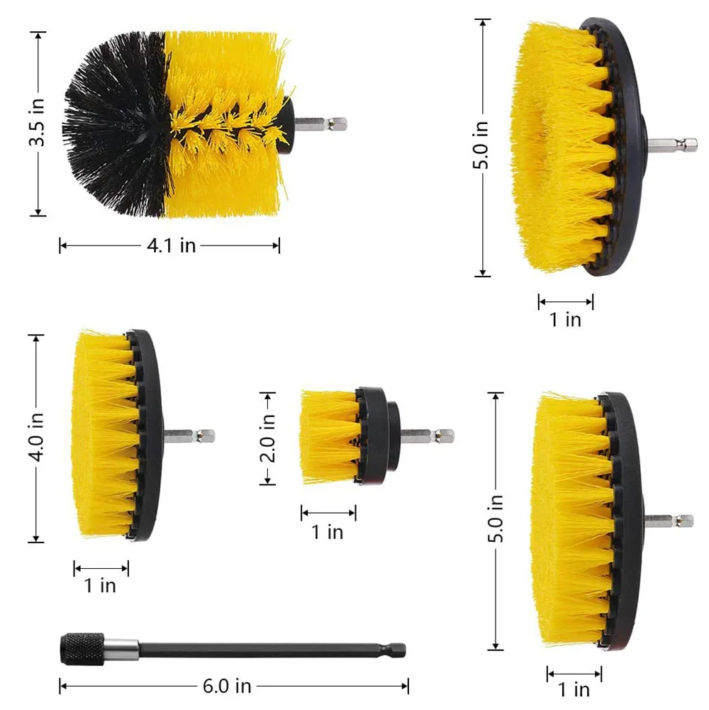 Drill Brush Attachment Set Power Scrubber Wash Cleaning Brushes Tool Kit with Extension for Clean Car Wheel Tire Glass windows 3