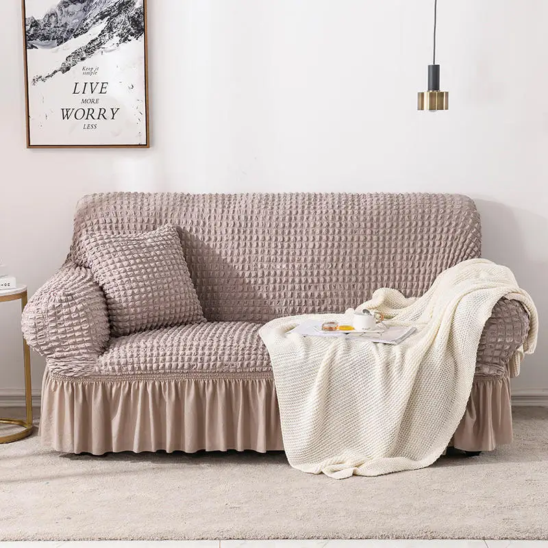 

Pure color high elastic cloth art turnkey l-shaped sofa set set solid color sofa sets
