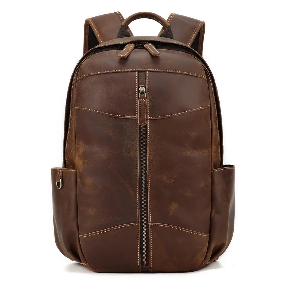 Вместительный рюкзак из натуральной кожи для мужчин школьный ранец ноутбука 15 6