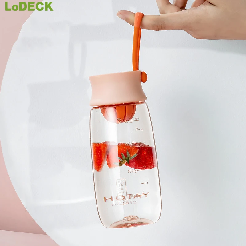 

Cute Summer Portable Cup Simple Outdoor Mug Sports Fitness Drinking Tumbler BPA Free Plastic Scale Kettle 460/610ml Water Bottle