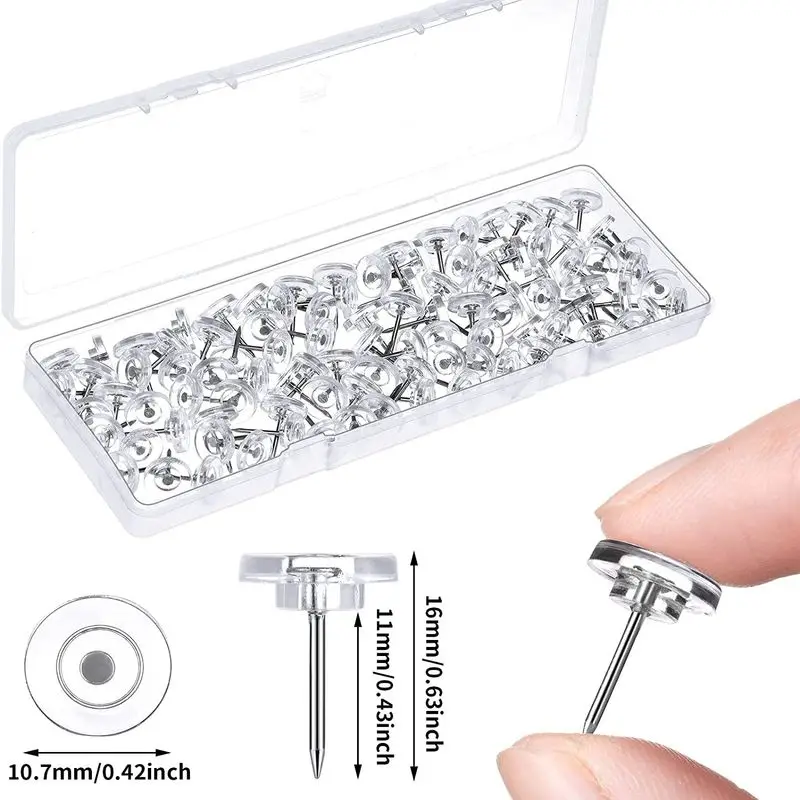 

Thumb School Office Push Thumbtack Map Tacks Supplies Drawing Pins Transparent Studs Wall Board Photo Cork Pushpins 50pcs/box