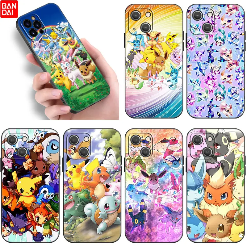 

Anime Cute Pokemon Silicone Phone Case For Apple iPhone 11 12 13 Mini Pro 7 8 XR X XS MAX 6 6S Plus 5 5S SE 2020 Black Cover