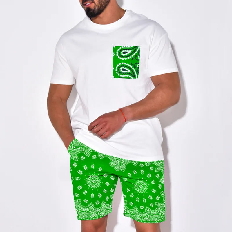 2023 Men's Casual Suit Paisley Printed Popular Short-Sleeved Shorts Two-Piece Suit Designer Clothes Hawaiian Sets