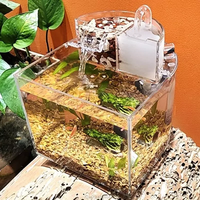 

Mini Acrylic Aquarium Transparent Fish Keeper Fishbowl Portable Desktop Fish Tank for Betta Tropical Fish Starter Kit wholesales