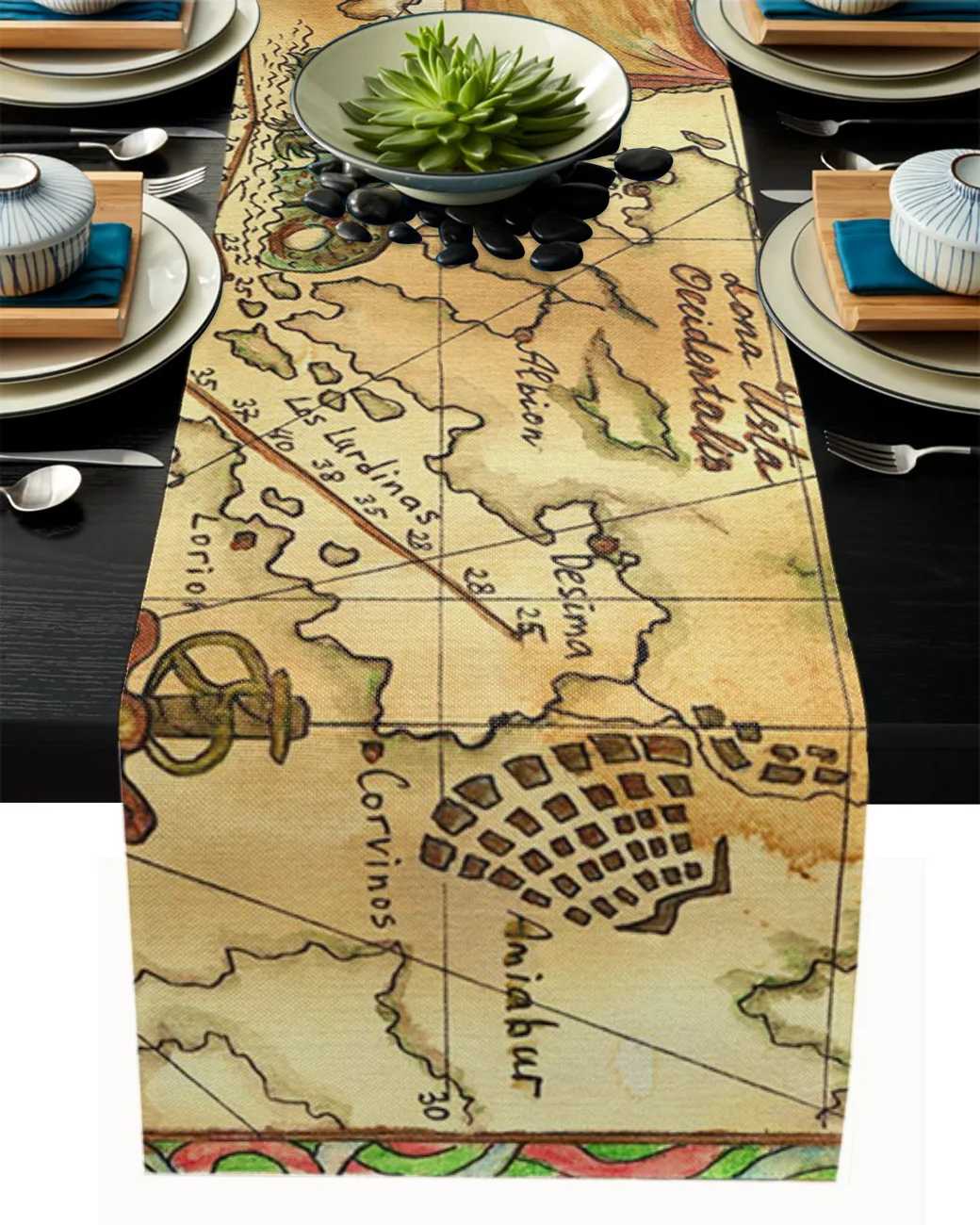 

Map Illustration Voyage Island Paper Travel Tablecloth Table Runner Decoration Home Decor Dinner Table Decoration Table Decor