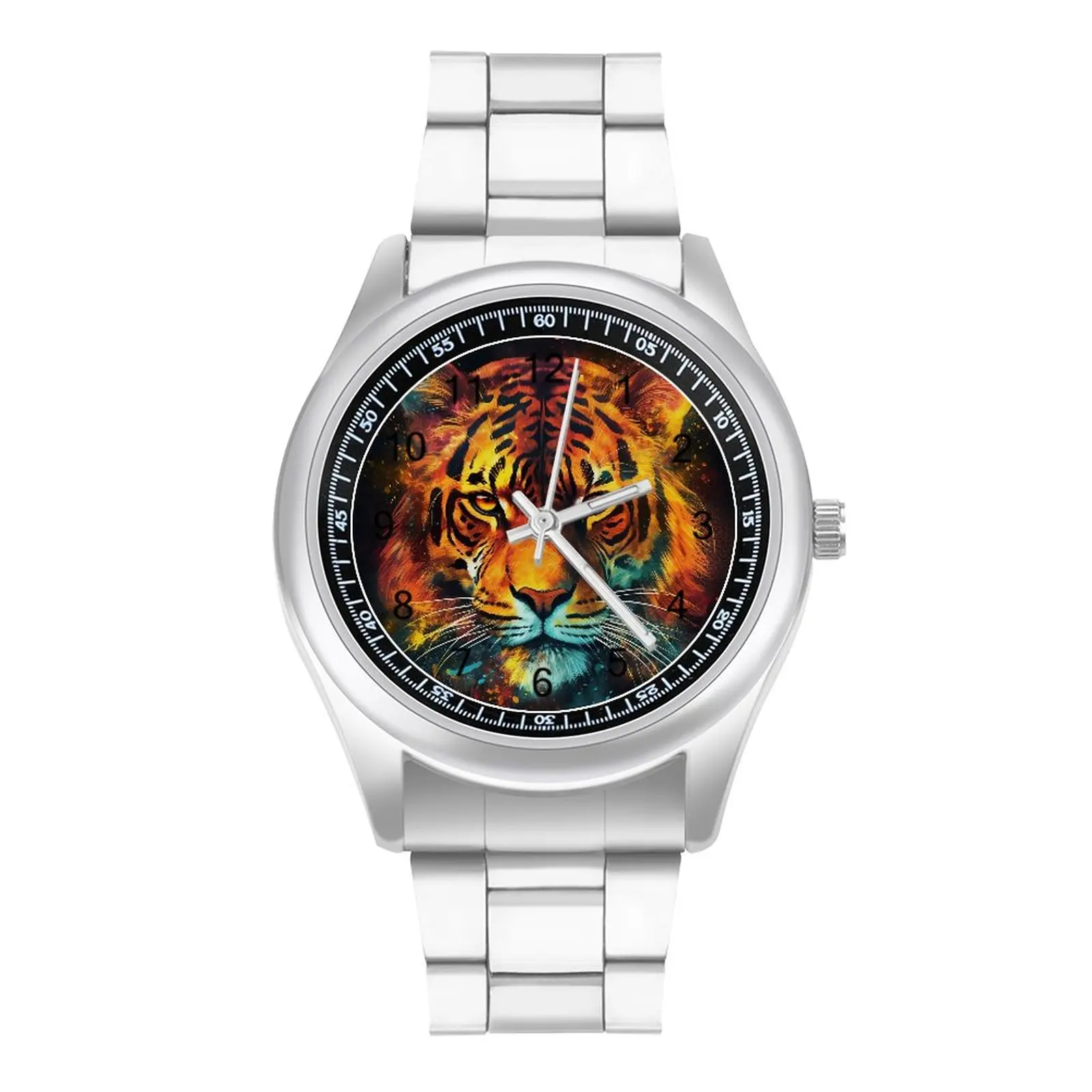 

Tiger Quartz Watch Animal Head Multicolor Flames Fishing Stylish Wrist Watch Steel Design Wholesale Boy Wristwatch