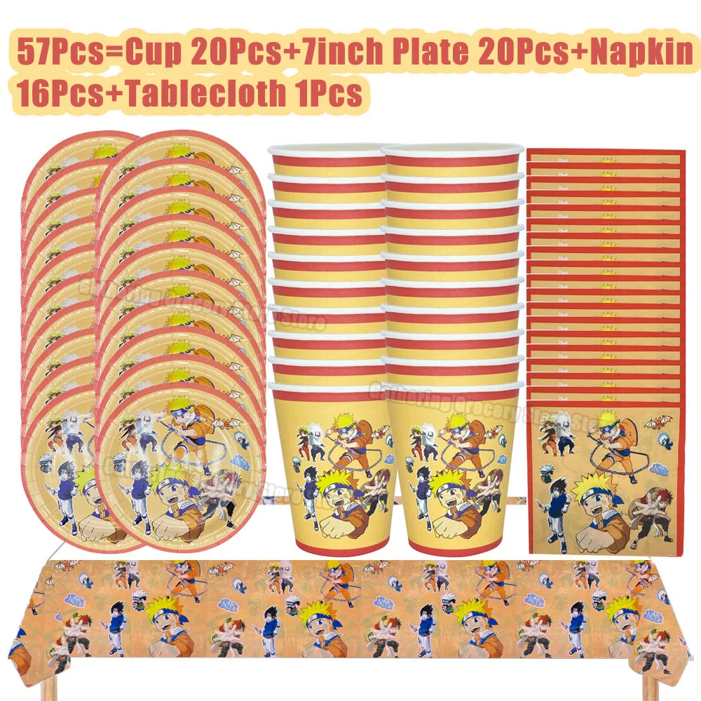 Набор посуды Naruto Sasuke Cartoo детский праздничный игрушечный подарок бумажная