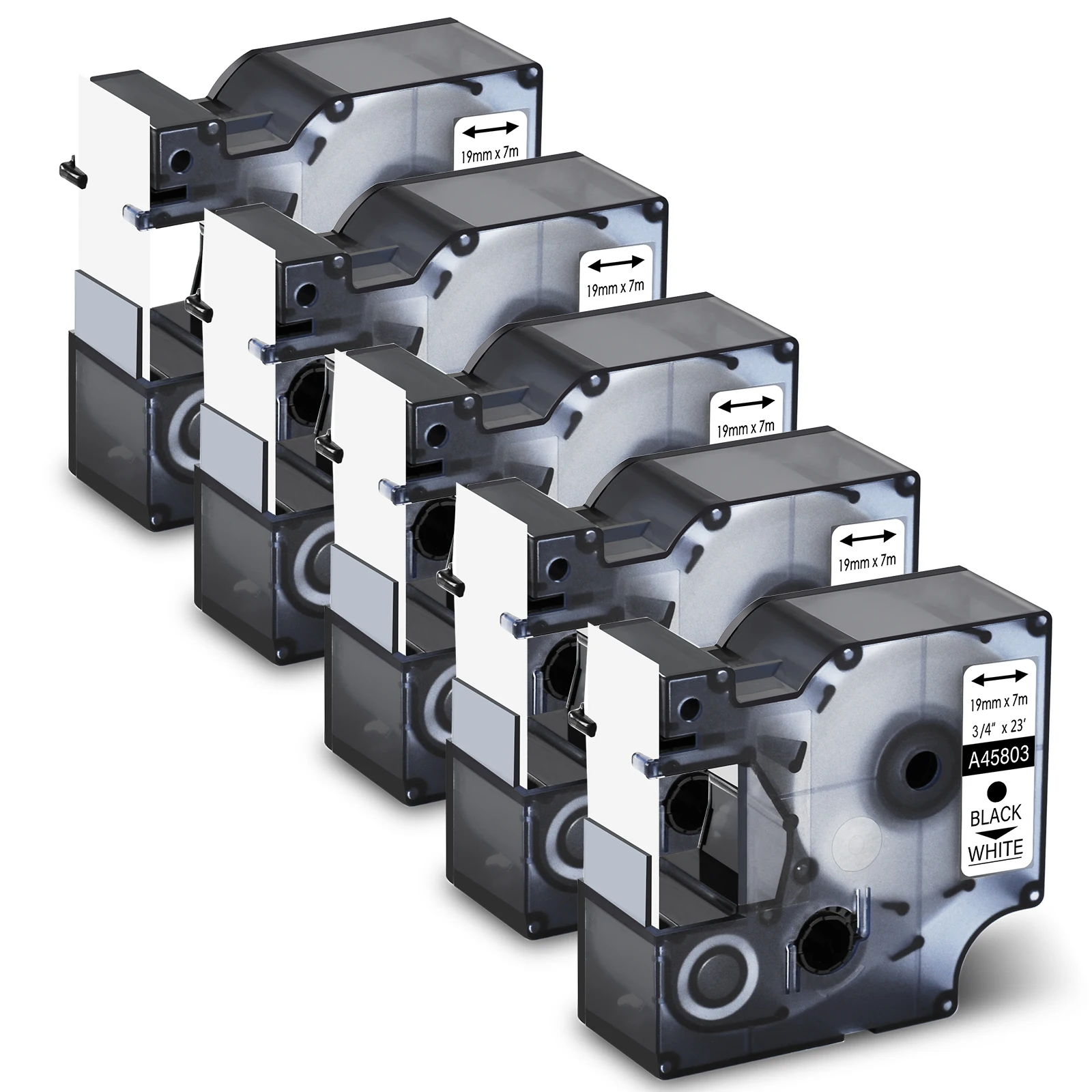 CRUXER 5PK 19 мм черно-белая лента для этикеток совместимая со стандартными этикетками