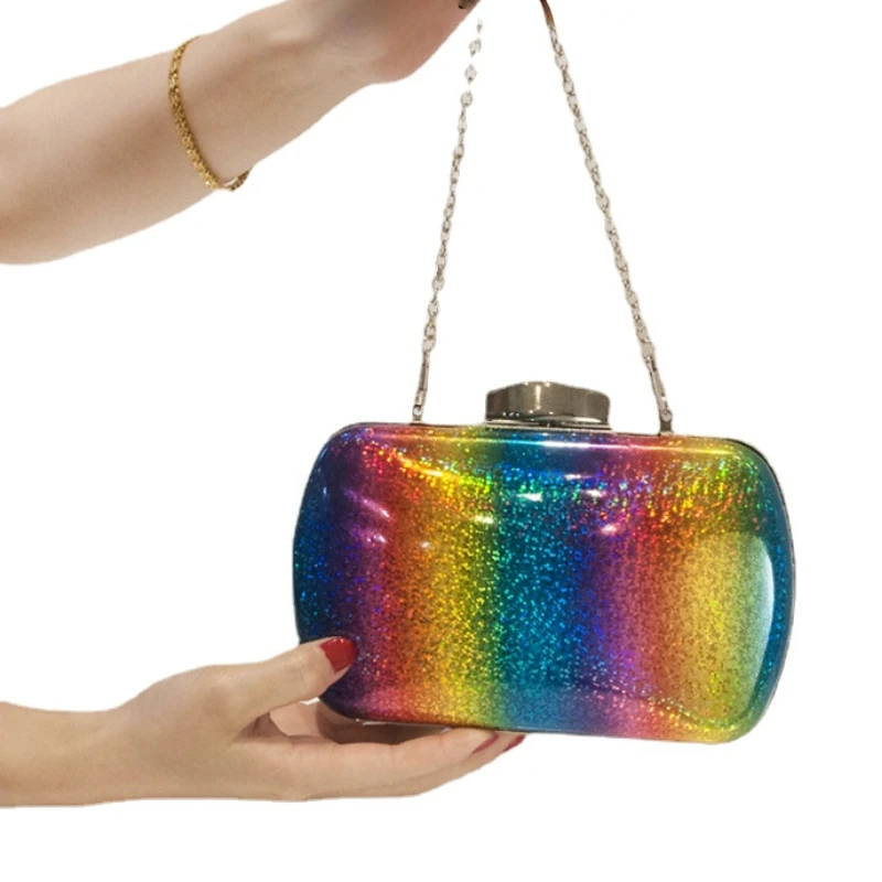

Универсальная Радужная обеденная сумка, лазерный клатч из искусственной кожи, женская сумка градиентного цвета, кошельки и сумки, сумка на ...
