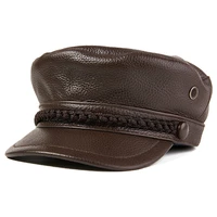 new military genuine leather cap for elegant lady autumn womens sheepskin newsboy caps with weave decoration luxury hat fashion