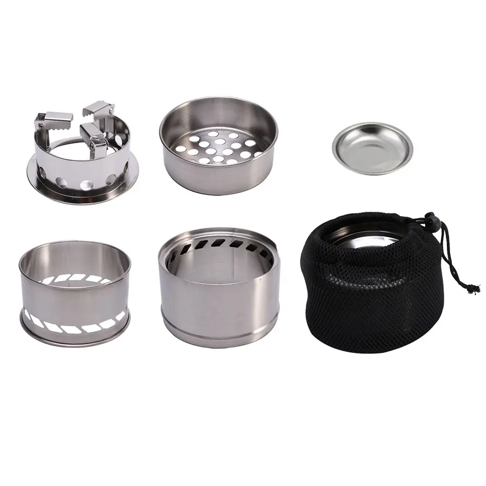 

Portable BBQ Outdoor Coal Lightweight Folding Windproof Camping Stove Solidified Alcohol Hiking Stainless Steel Survival Picnic