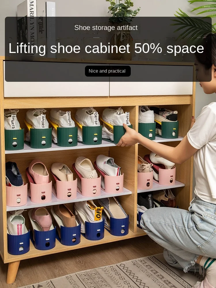 

Storage Space-Saving Doorway Cabinet Layered Dormitory Double-Layer Slippers Adjustable Shoe Rack