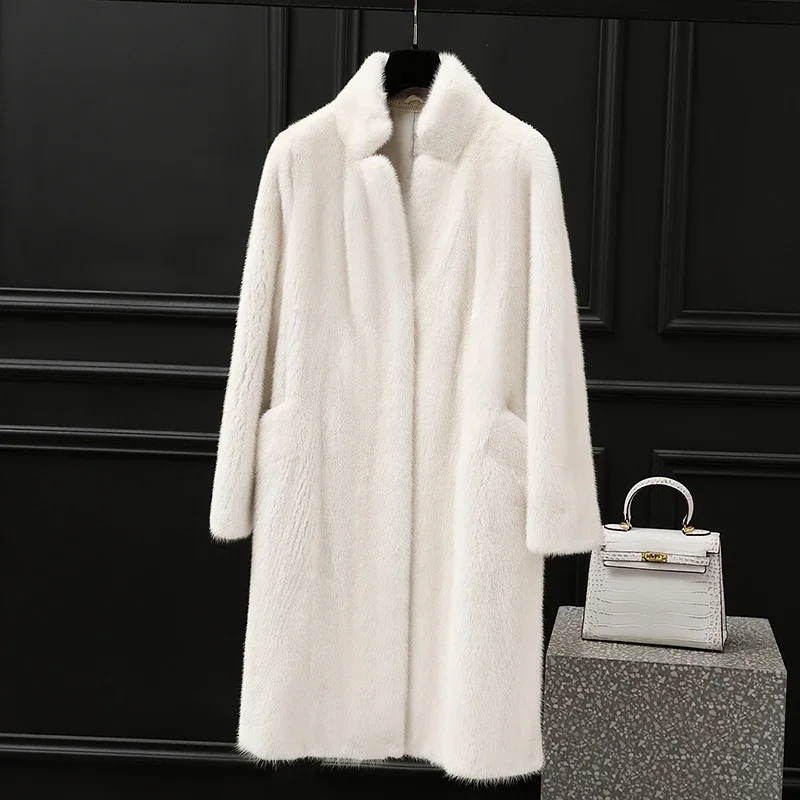 

Женская шуба из натурального меха норки, элегантная норковая шуба средней длины, 2023