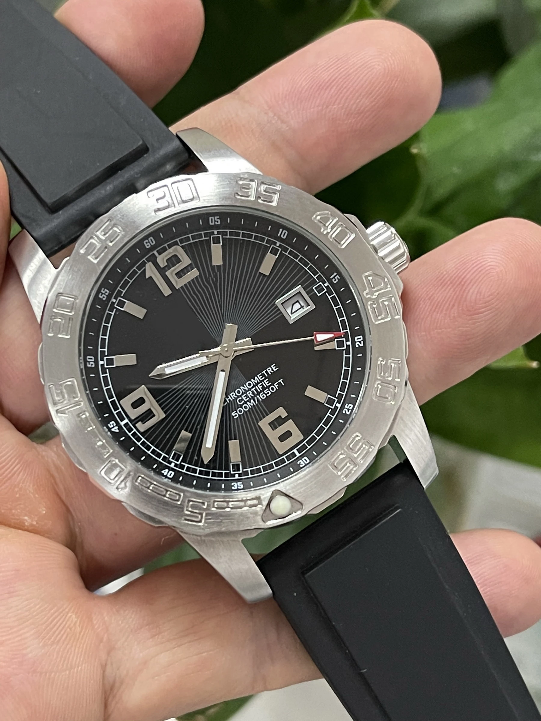 

mens mechanical watch automatic black rubber rotatable