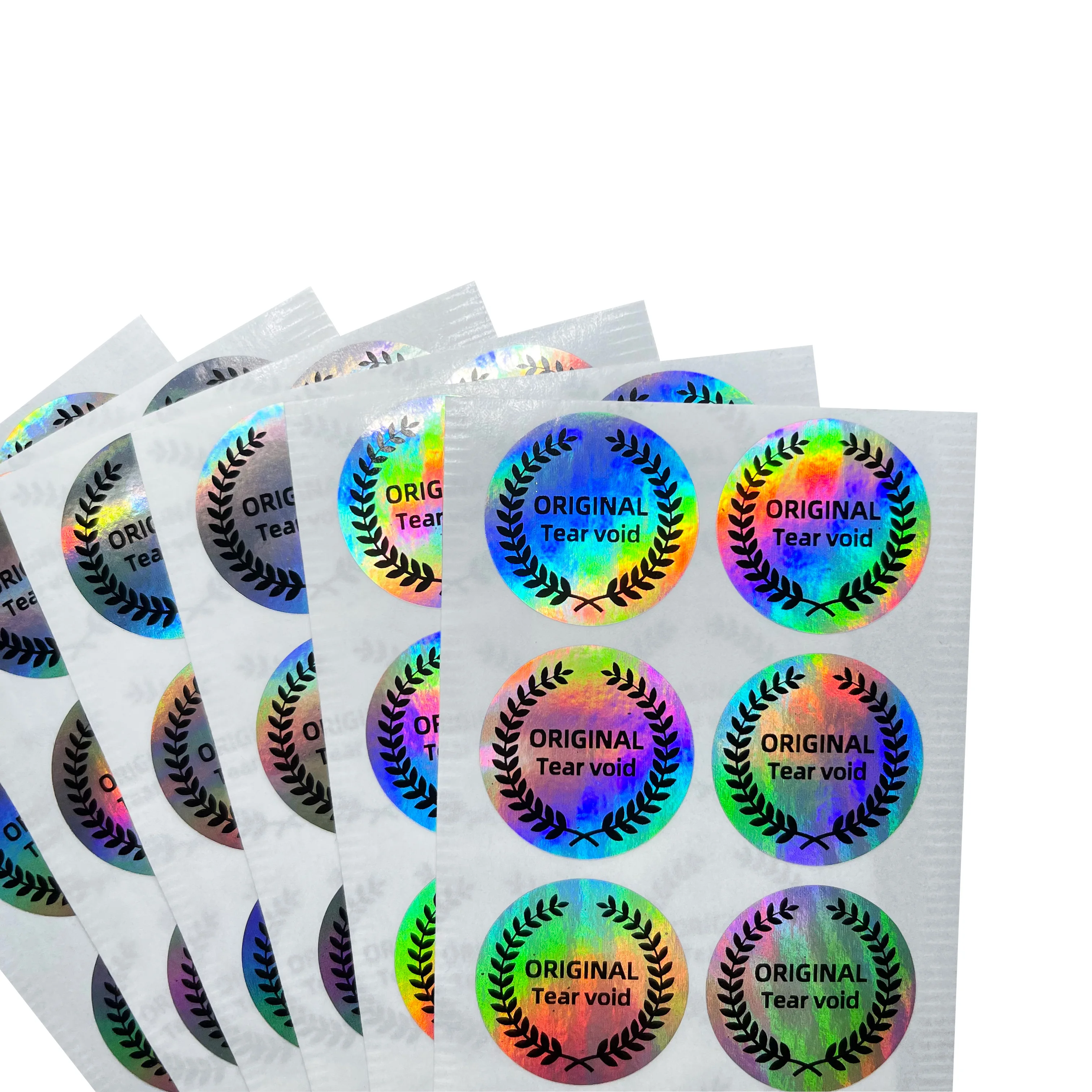 

100pcs 25x25mm holographic original label sticker tamper-proof disposable seal tear invalid label sticker can be customized