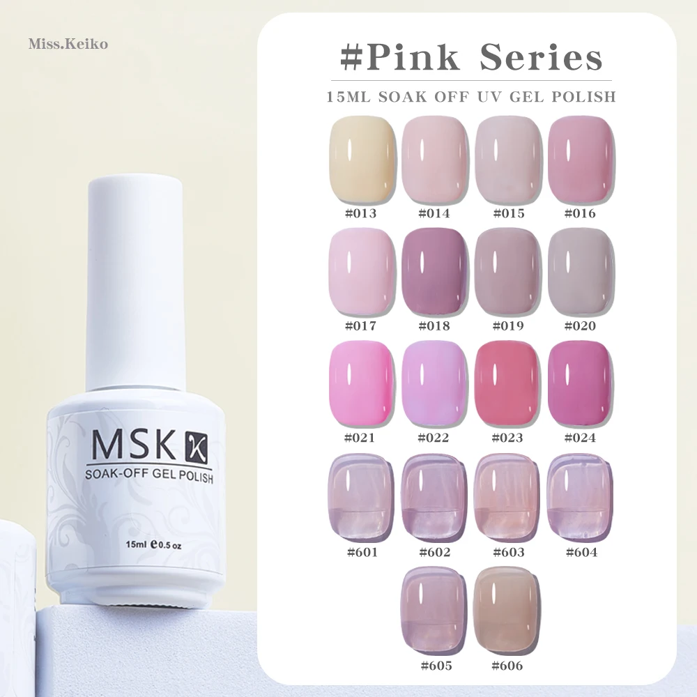 

Ms.Keiko Nude Pink Series Nail Gel Polish Semi Permanent UV LED Soak Off Nail Gel Varnish Base Top Coat Manicure