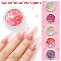 fashion new nail decoration set sakura flowers petal sequins ultra thin petal pearl gold thread mixed diy nail art accessories