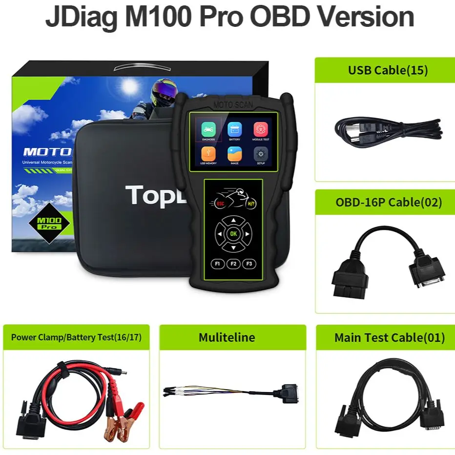 

JDiag M100 Pro Motorcycle Diagnostic Tool Scanner OBD Function D87/D88 Motorbike Code Reader For BMW Kawasaki Yamaha Suzuki KTM