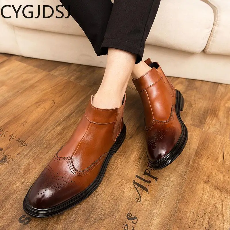 

Chelsea Boots Leather Shoes for Men Casuales Werkschoenen Ankle Boots for Men Casual Shoes for Men Black Boots Chaussures Homme