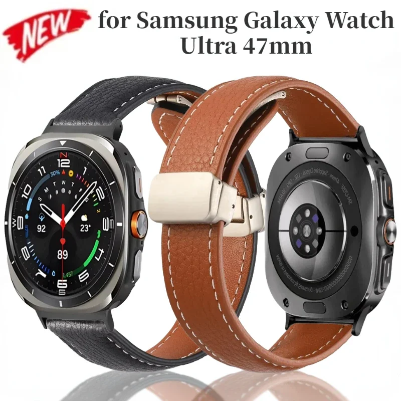 Фото Магнитный кожаный ремешок для Samsung Galaxy Watch 8-7 Ultra 47 мм, сменный браслет, аксессуары для часов Ultra Correa, браслет №1
