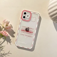 korea fashion love heart painting transparent case for iphone 13 12 11 pro max xr x xs 6 7 8 plus simple design tpu spring cover