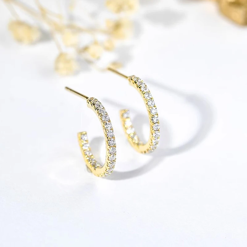 Huitan простой золотистый женские серьги-петли из блестящего циркония ювелирные