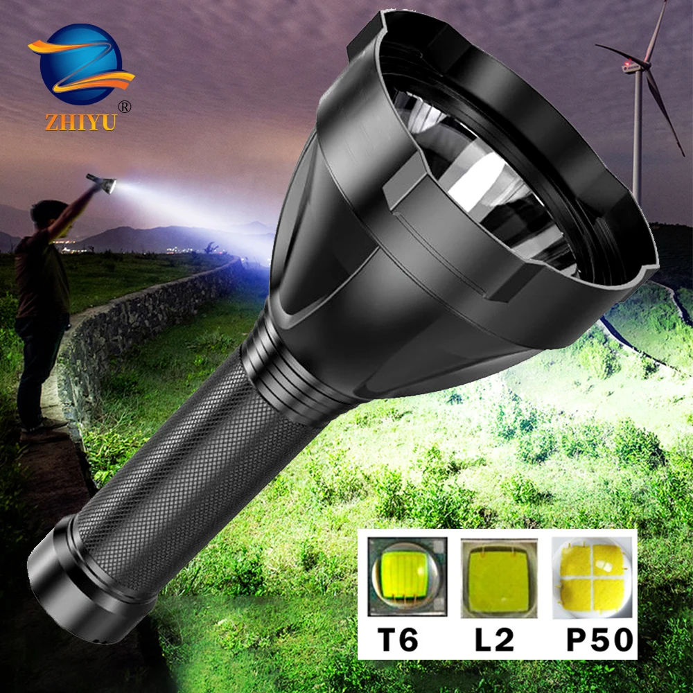 

Самый мощный светодиодный фонарик 50000 люмен, фонарь с фокусировкой по Usb, XHP50, уличный фонарь с аккумулятором и встроенным аккумулятором для ...