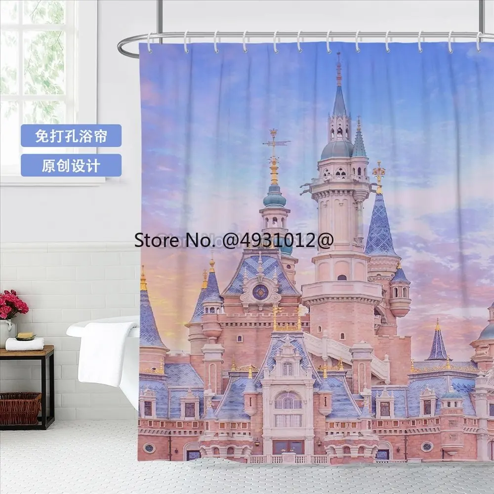 

2023 Водонепроницаемая занавеска для душа в виде замка Диснея, шторы для ванной из полиэстера с мультяшным 3d-рисунком, домашний текстиль для девочек и мальчиков, подарок