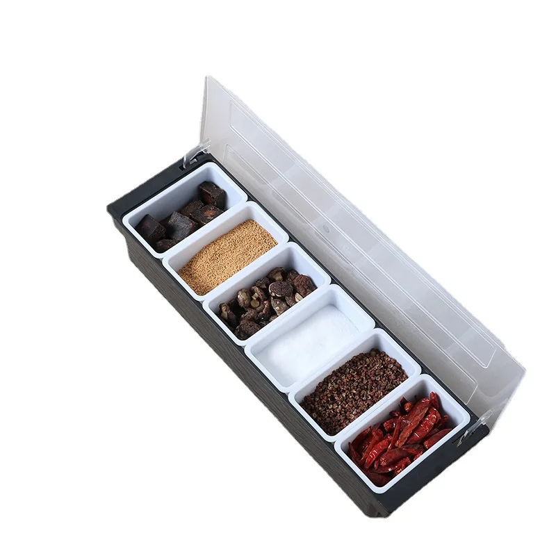 

Fresh-keeping Seasoning Box 3/4/5/6 Grid Plastic Compartment Fruit dish Bar Special multiple grid Salt Plate Cocktail Decor Tray