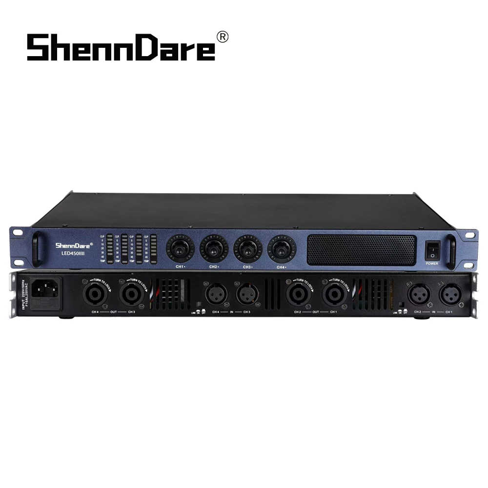 Профессиональный усилитель звука 1U 2/4 канала 450 Вт цифровой мощности для
