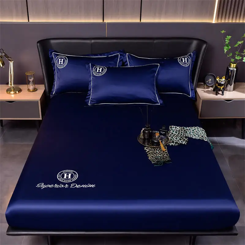 Однотонный сатиновый пододеяльник для пары на матрас простыни с двойной