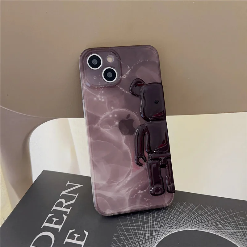

3D Fashion Ink wash Cartoon Cute Bear Phone Case Cover for IPhone 14Plus 11 12 13 14 Pro Max Shockproof Cases for IPhone 14 Case