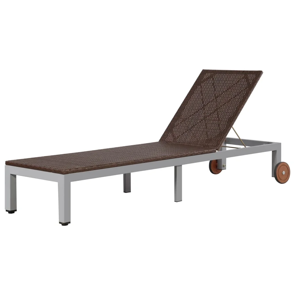 

Sun Lounger with Wheels, Poly Rattan Garden Recliner Chair, Patio Furniture Brown 207 x 70 x (31-88) cm