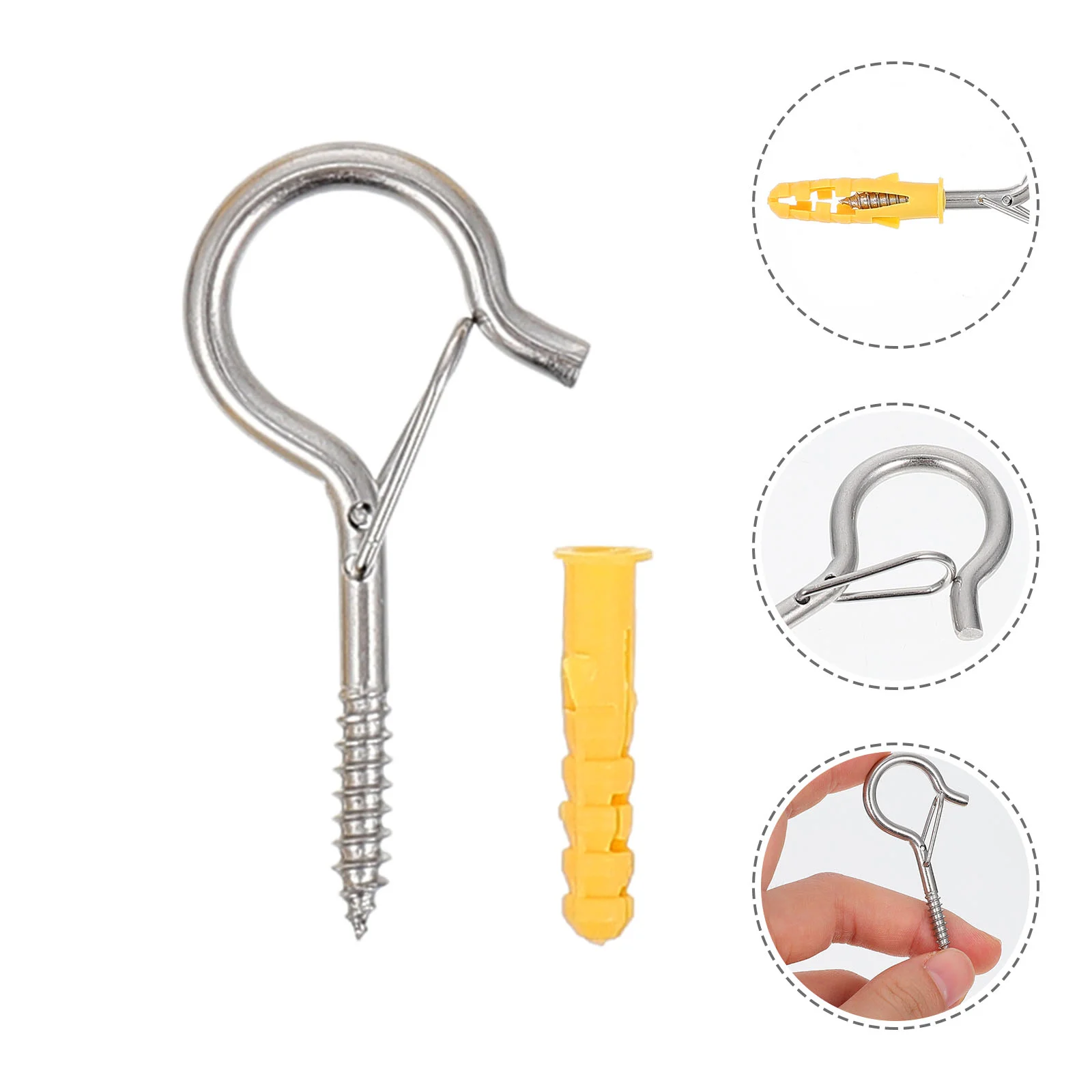 

10pcs Screw Type Hooks Garden Outdoor Stainless Steel Wind Chime Hooks Wall Hooks