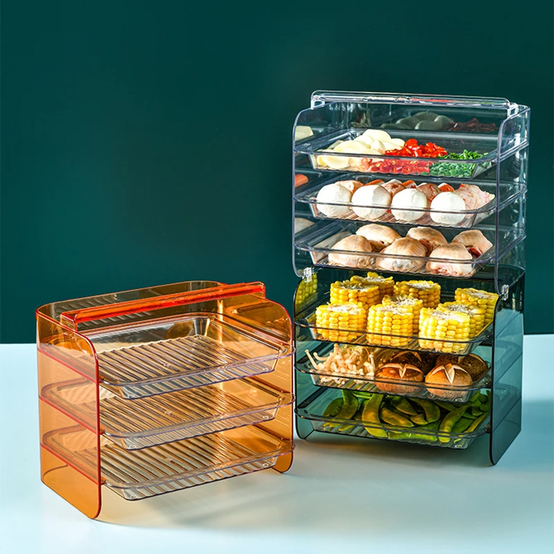 

Kitchen Side Dish Plate Stacked Vegetable Storage Dish Tray Plate Multi-Layer Floor Type Household Tray Hot Pot Food Plate