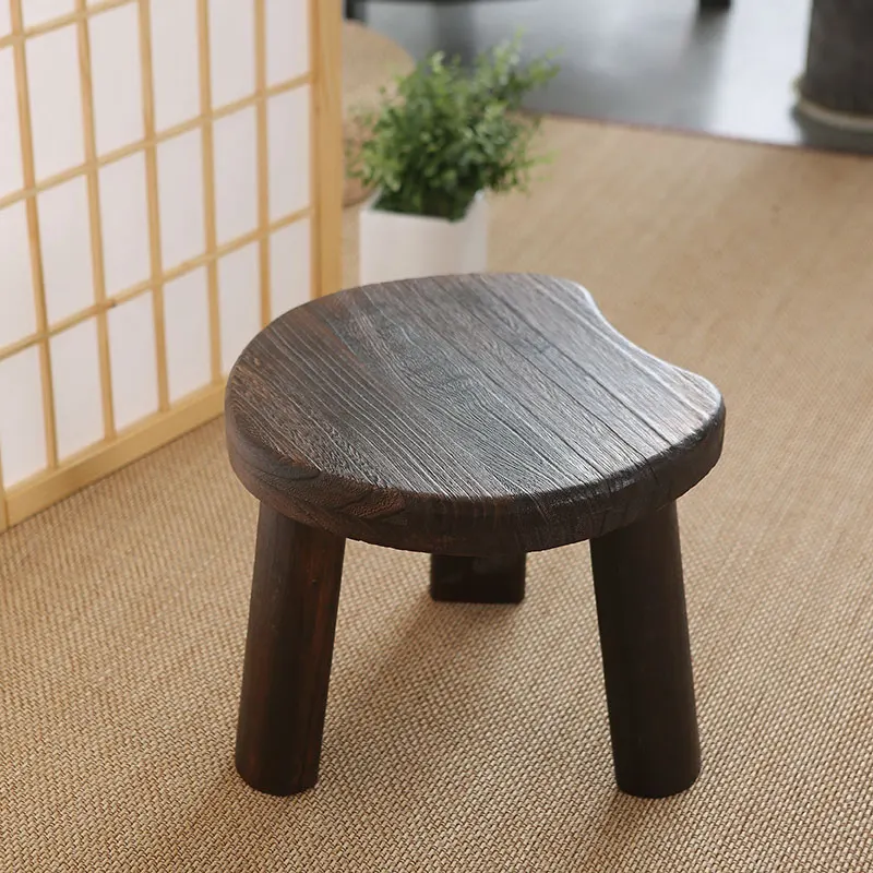 

Crescent Stool Round Wooden Stool Japanese-Style Tripod Home Furniture Stools For Living Room Bedroom Children Stools