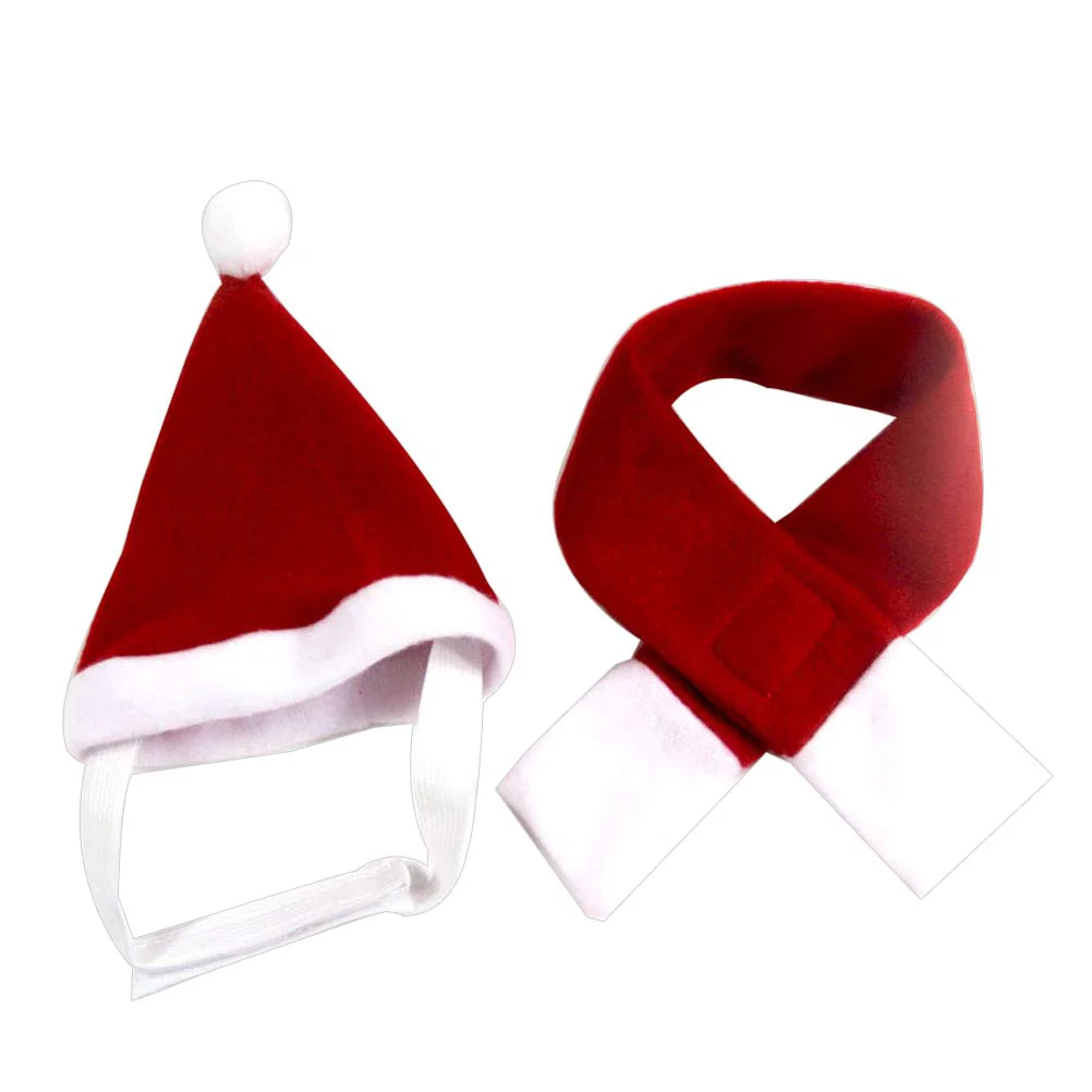 

1 Set Cat Christmas Hat and Scarf Warm Holiday Clothes Costume for Walking Daily