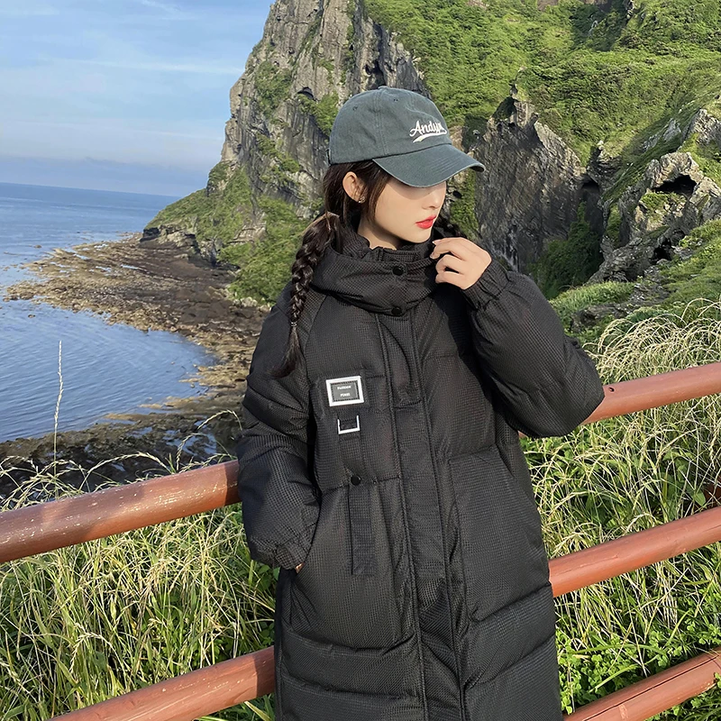 

Textured Down Cotton Jacket For Women In Winter With A New Design. Feeling Upright Tie Hat, Loose Single Breasted, Thickened Mid